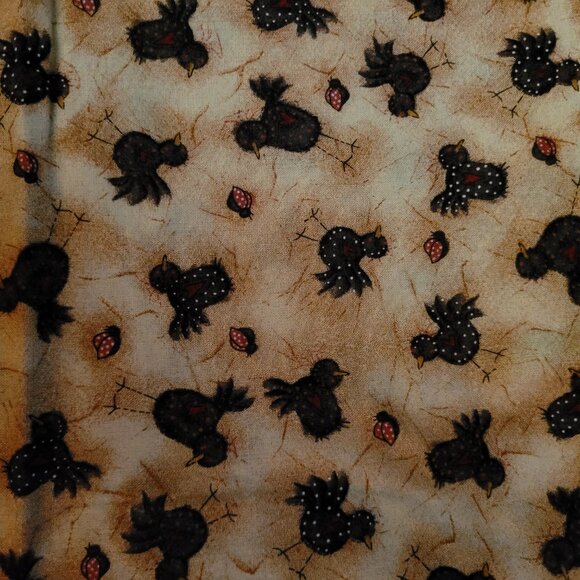 Small Chickens on Tan Background Fabric Remnant 1 Yard + by 43" - Picture 3 of 4